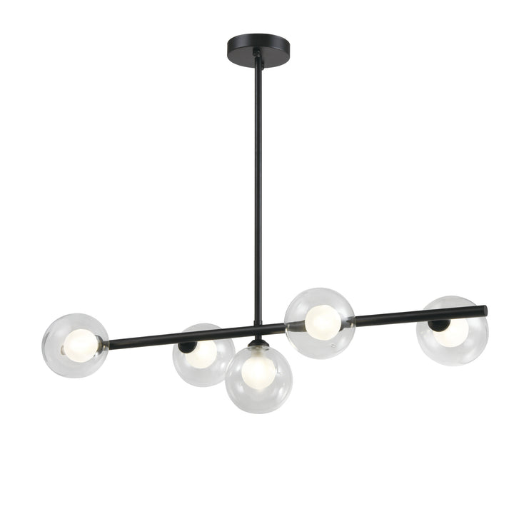 QUVIO Hanglamp met glazen bollen - Metaal - Glas - Zwart (1)