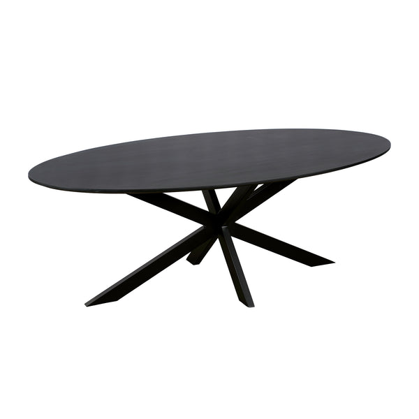 QUVIO Eettafel Sofia – Ovaal – 220x100 cm – Kruispoot –  Zwart