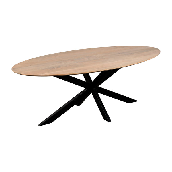 QUVIO Eettafel Sofia– Ovaal – 180x90 cm – Kruispoot – Naturel
