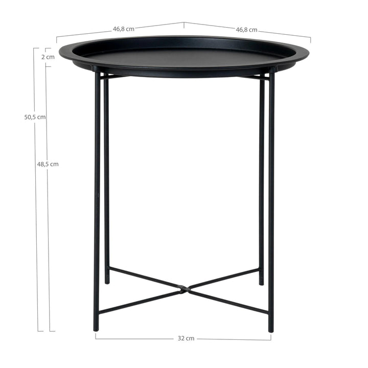 QUVIO Salontafel Noah - Rond - Staal - Ø47cm - Zwart (2)