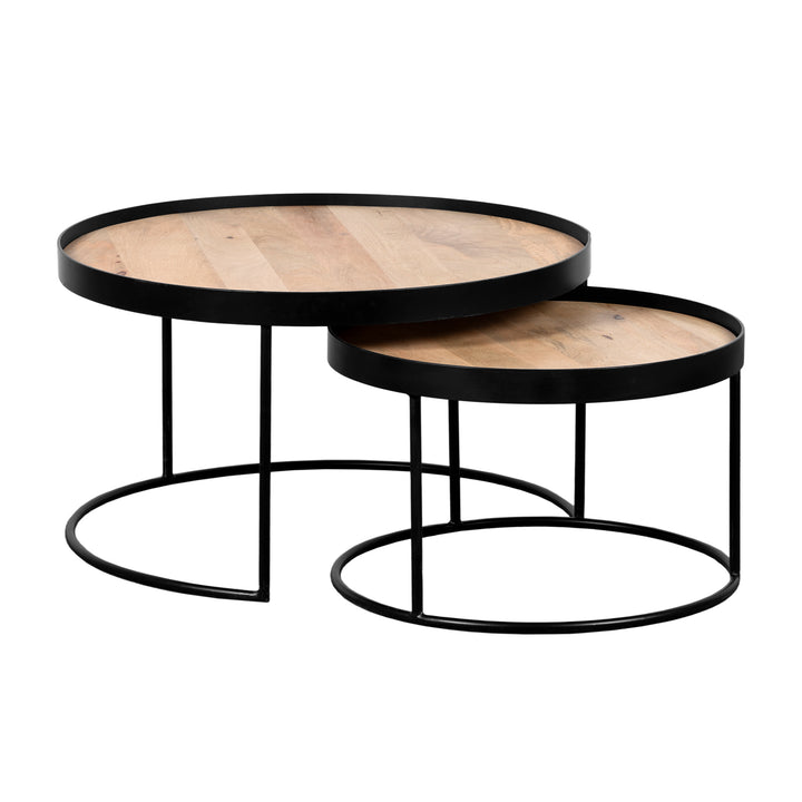 QUVIO Salontafel Sara – Set van 2 – FSC® mangohout – Metaal