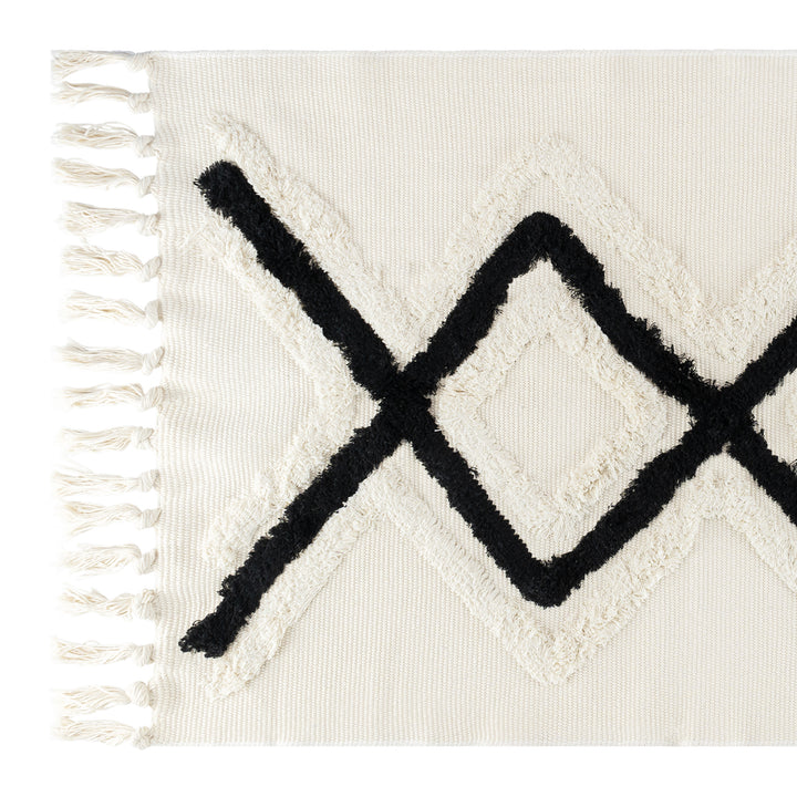 QUVIO Tapijt - Ruit - 60 x 110 cm - Beige/Zwart (2)