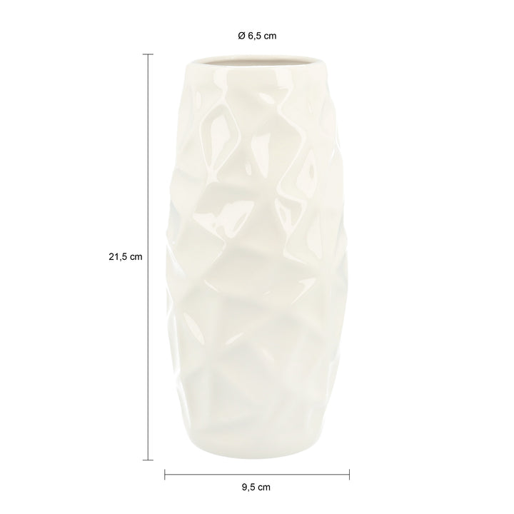 QUVIO Vaas met patroon - Keramiek -  21,5 x 9,5 cm - Wit (2)