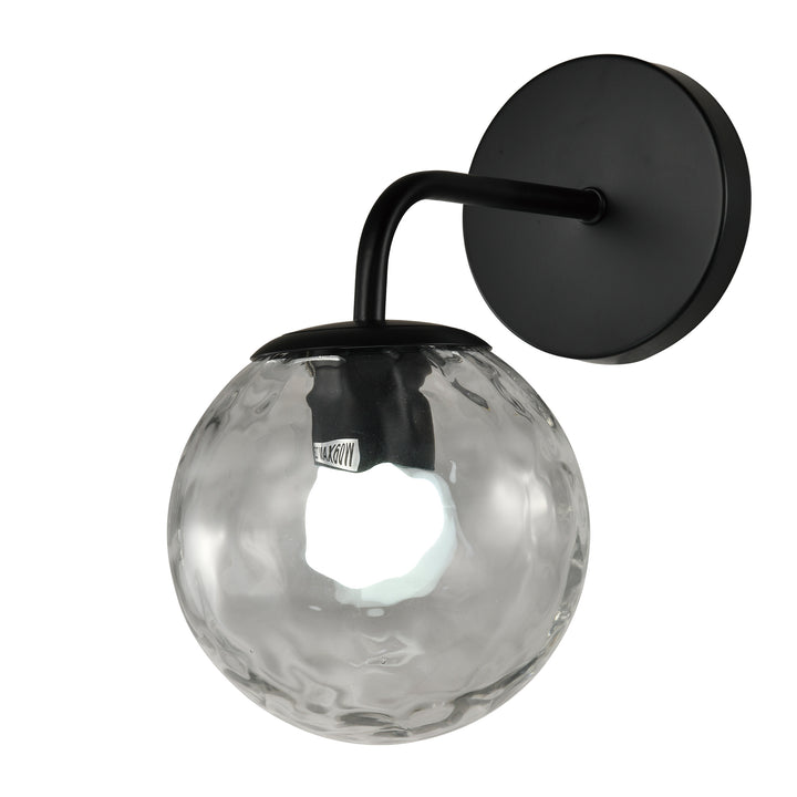 QUVIO Zwarte wandlamp - met glazen bol - Metaal - Glas - Zwart (1)