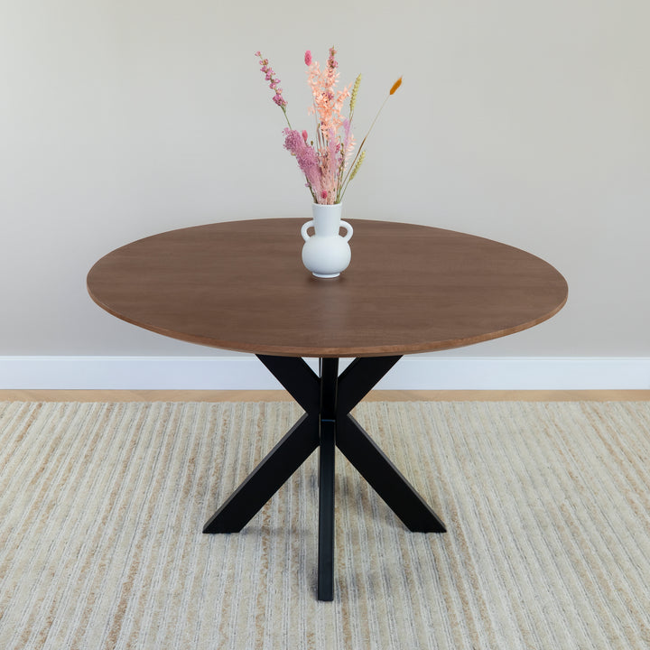 QUVIO Eettafel Sofia – Rond – Ø120 – Kruispoot – Bruin (2)