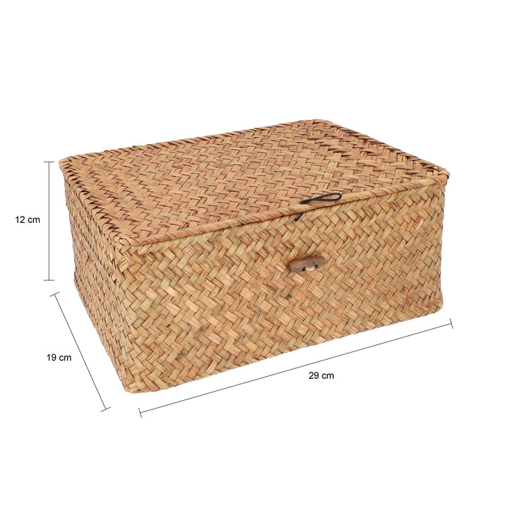 QUVIO Opbergmand - 29 x 19 x 12 cm - Rotan - Bruin (1)
