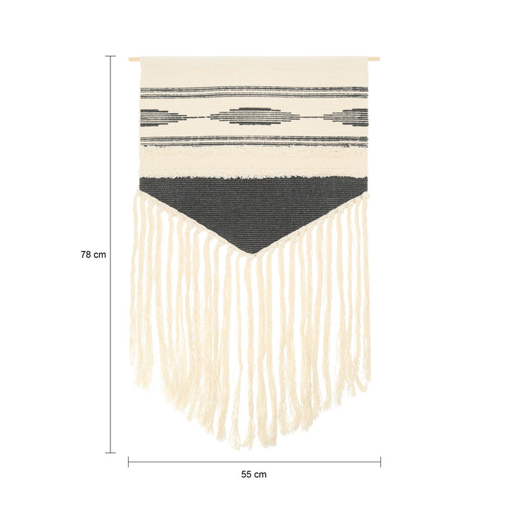 QUVIO Wanddecoratie macrame - Grijs en wit (1)