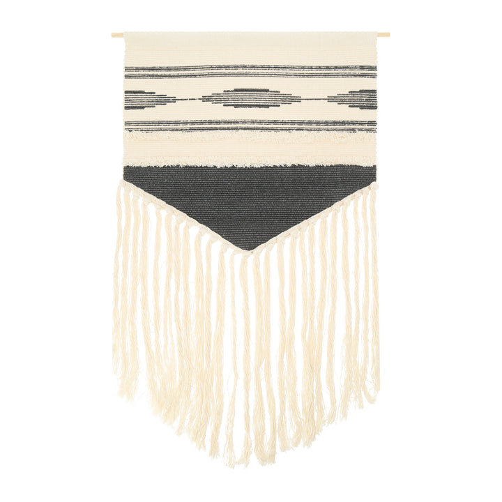 QUVIO Wanddecoratie macrame - Grijs en wit