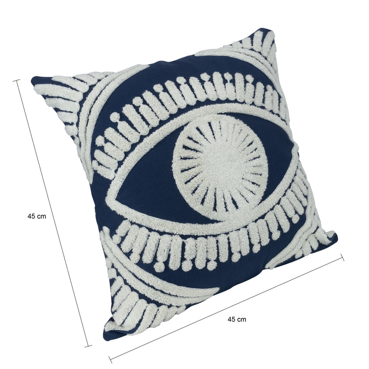 QUVIO Kussenhoes met oog, 45 x 45cm - Blauw (1)