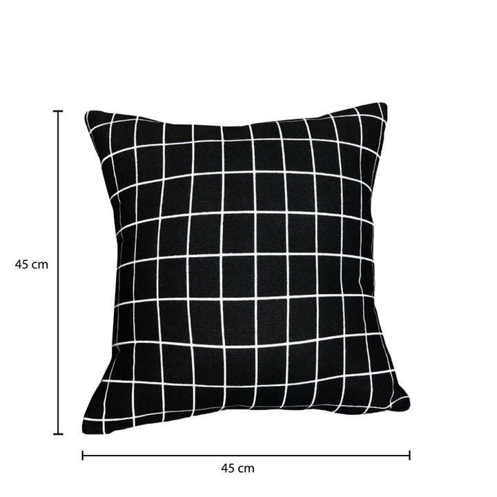 QUVIO Sierkussen gevuld 45 x 45 - cm - Vierkantjes - Zwart (1)