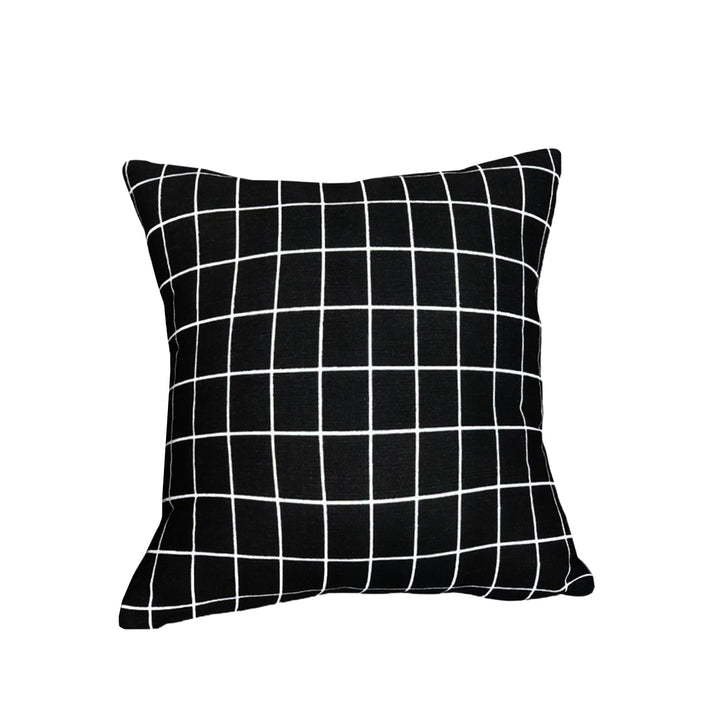 QUVIO Sierkussen gevuld 45 x 45 - cm - Vierkantjes - Zwart