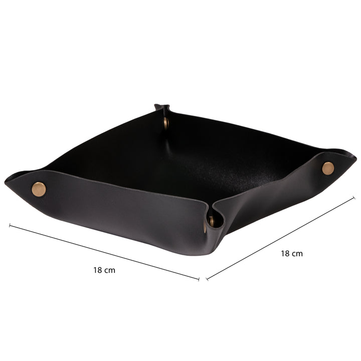 QUVIO Organizer vierkant leer met drukknoppen - Zwart (1)