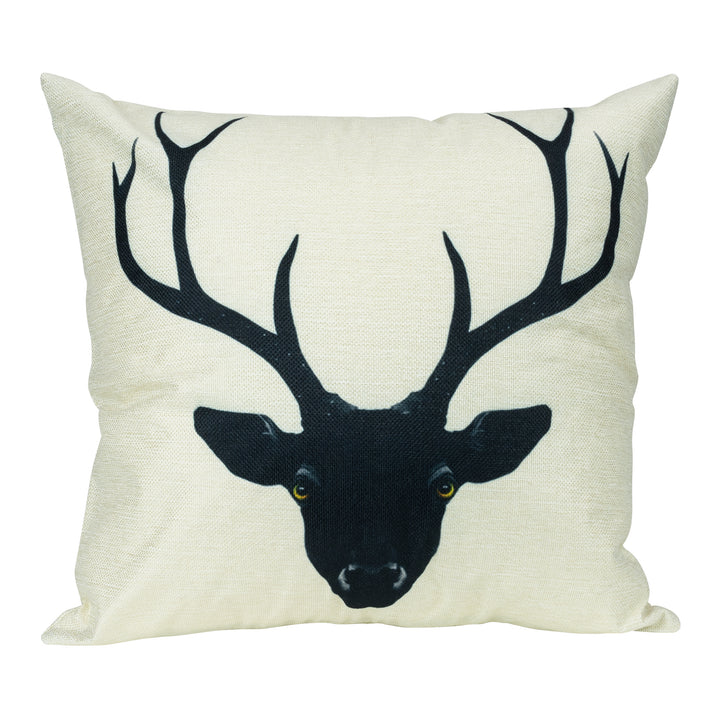 QUVIO Kussenhoes 45 x 45 cm met zwart rendierhoofd - Beige (2)