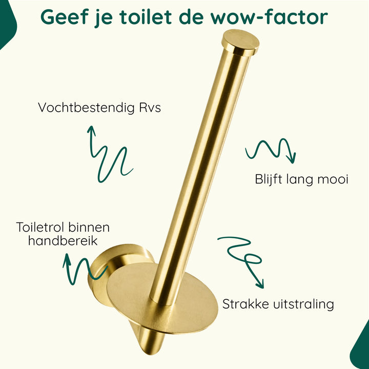 XIVADA Reserverolhouder Banci - Boren - Voor 2 wc rollen - Goud (4)