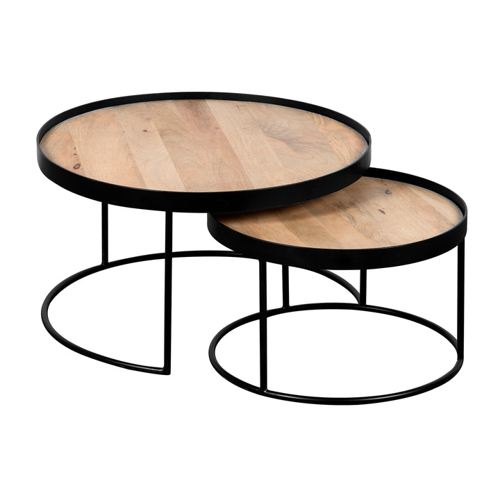 QUVIO Salontafel Sara – Set van 2 – FSC® mangohout – Metaal (2)