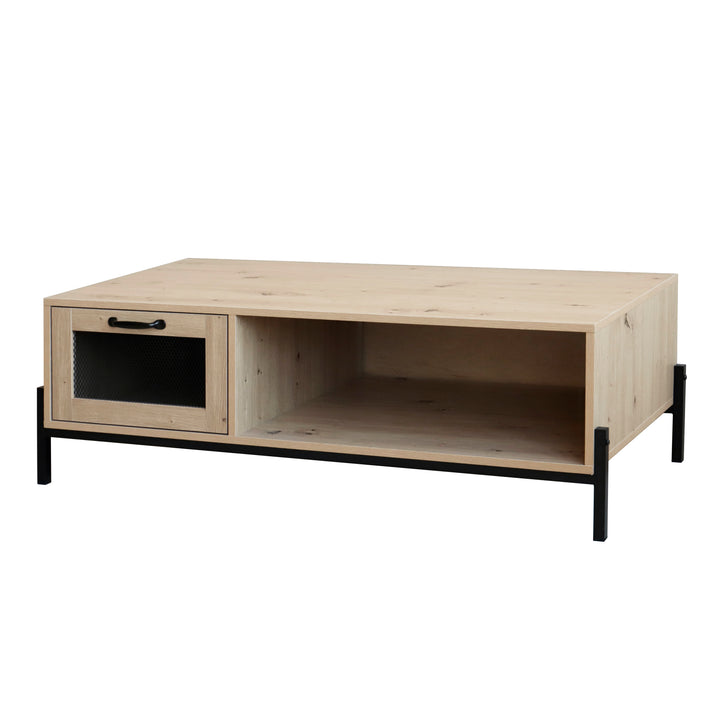 QUVIO Salontafel met deurtje en open lade - QUV1018 - Walnut light brown