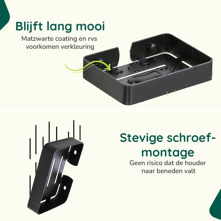XIVADA Zeepbakje Sapo - Rvs - Inclusief schroefset - Hangend - Zwart (2)