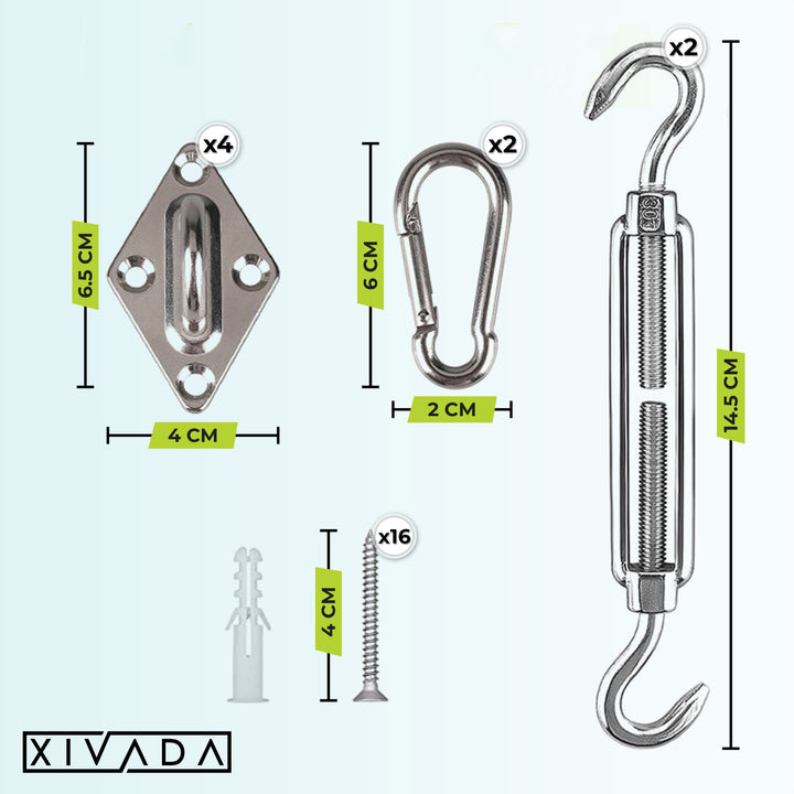 XIVADA Bevestigingsset Afdekzeil - Schaduwdoek - Rvs (4)