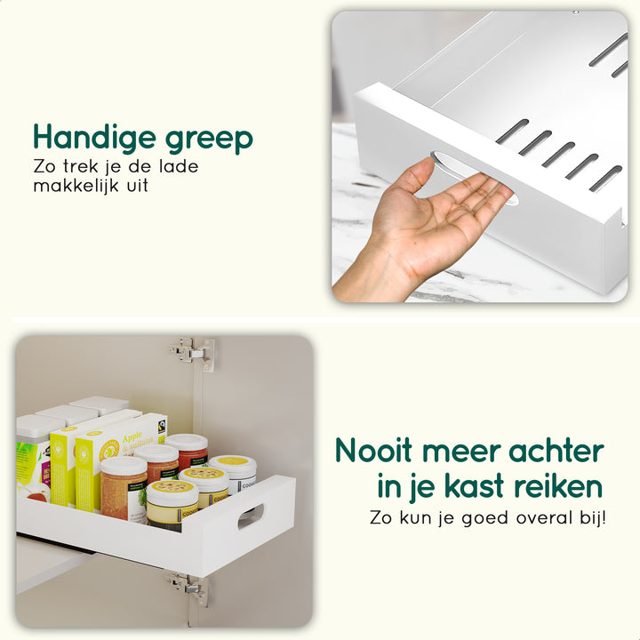 XIVADA Keukenkast organizer - Schuiflade  - Aluminium - 35 cm - Wit (4)