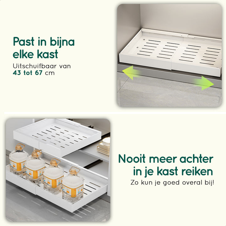 XIVADA Keukenorganizer - Schuiflade  - Aluminium - Verstelbaar - Wit (3)