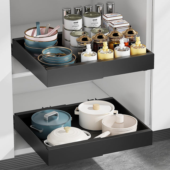 XIVADA Keukenorganizer - Schuiflade  - Aluminium - Verstelbaar - Zwart (5)