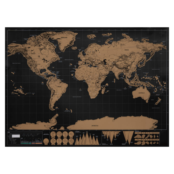 Aretica Wereld Kraskaart (Scratch Map) Zwart 83 x 60 cm (1)