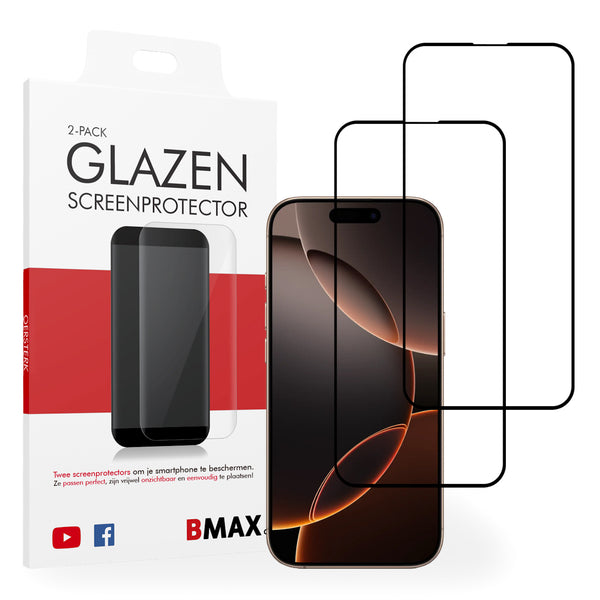 2-pack BMAX iPhone 16 Pro Screenprotector - Full cover