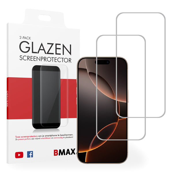 2-pack BMAX iPhone 16 Pro screenprotector - Gehard glas