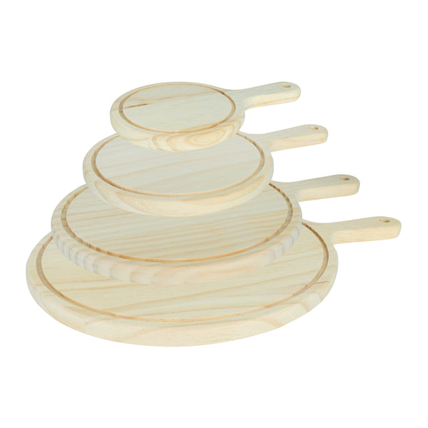 Krumble Serveerplank rond set van 4 - XS + S + M + L - Hout