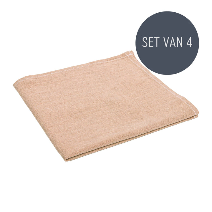 QUVIO Servet - 40x40 cm - Bruin - Set van 4 (1)