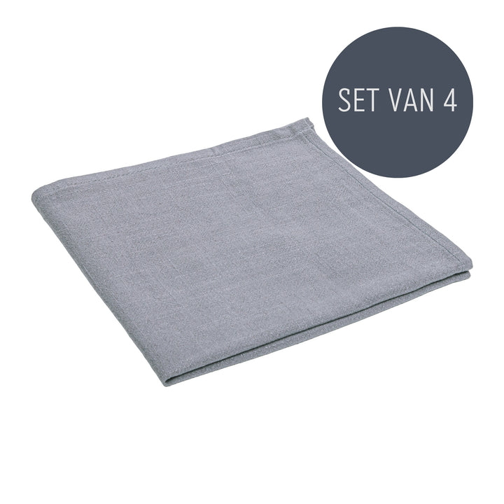 QUVIO Servet – Katoen – 40x40cm – Grijs – Set van 4 (1)