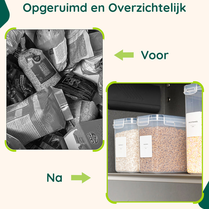 XIVADA Voorraadpotten Nena - Transparant - Met stickers - 16 stuks (3)