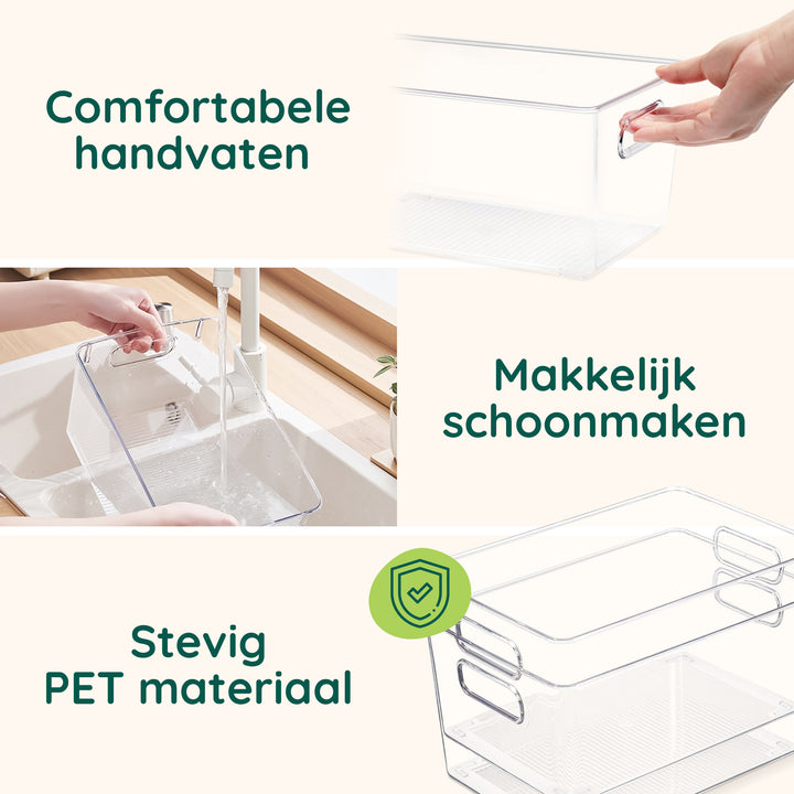 XIVADA Keukenkast Organizer Kato - XL - PET - Transparant - Set van 4 (4)