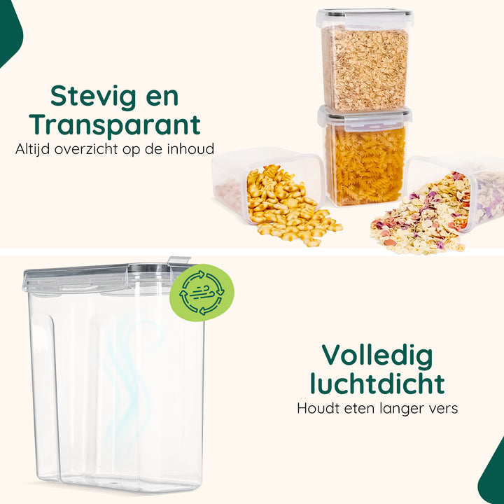 XIVADA Voorraadpot Ella - 2,5L - 192 stickers - Transparant - 4 stuks (2)