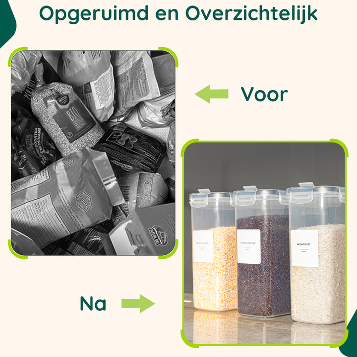 XIVADA Voorraadpot Ella - 2,5L - 192 stickers - Transparant - 4 stuks (3)