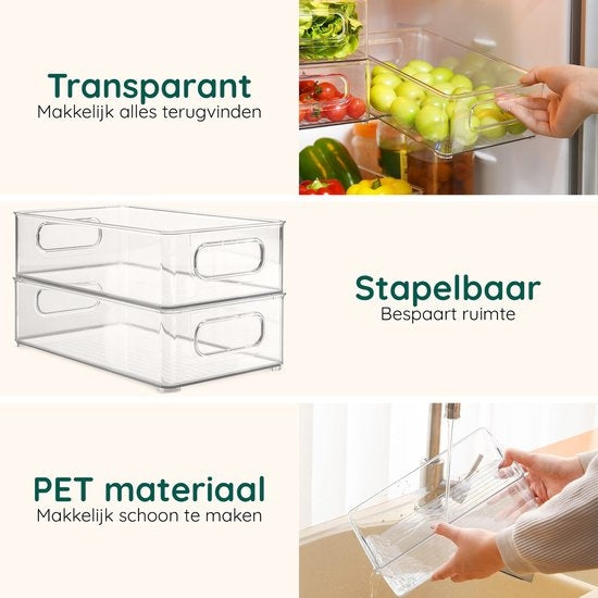 XIVADA Koelkast Organizer Tico - Stapelbaar - 3 maten - Pet - 6 stuks (4)