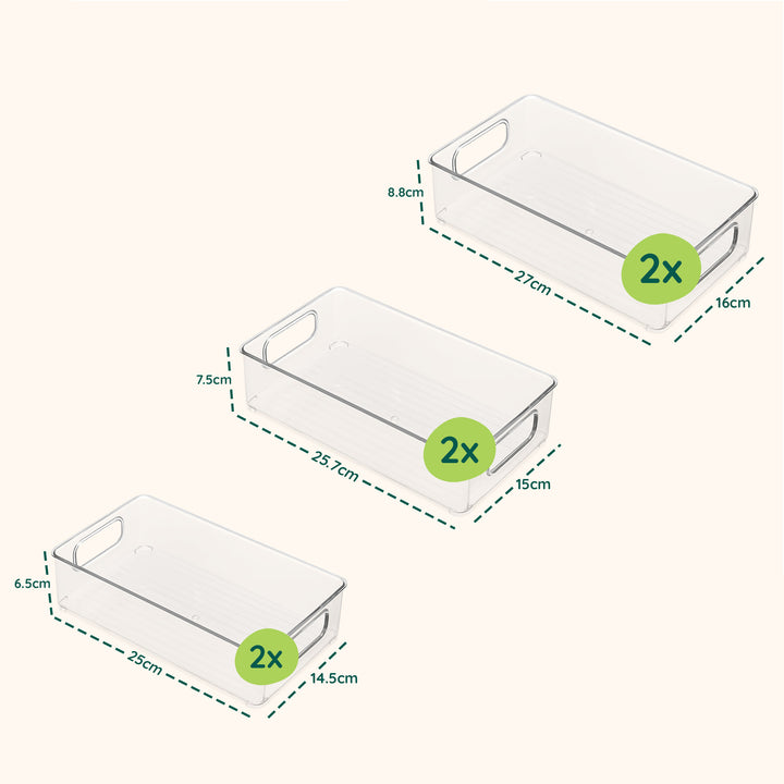 XIVADA Koelkast Organizer Tico - Stapelbaar - 3 maten - Pet - 6 stuks (7)
