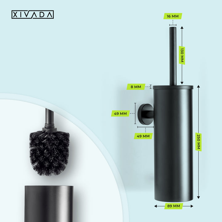 XIVADA Toiletset - Wc Rolhouder - Handdoekhaak - Toiletborstel - Zwart (7)