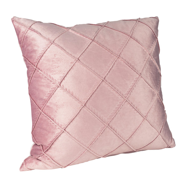 QUVIO Kussenhoes met ruiten patroon - 45 x 45 cm - Fluweel - Roze