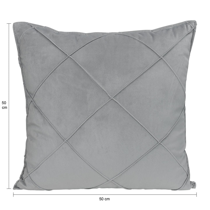 QUVIO Kussenhoes met ruit patroon - 50 x 50 cm - Fluweel - Grijs (2)