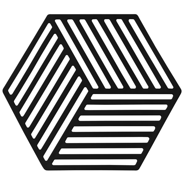 Krumble Siliconen pannenonderzetter Hexagon - Zwart - 14 x 12 cm