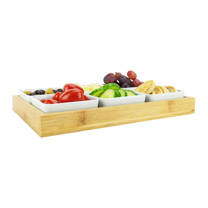 Krumble Tapas schaaltjes 6-delig met houten plankje - Wit (2)