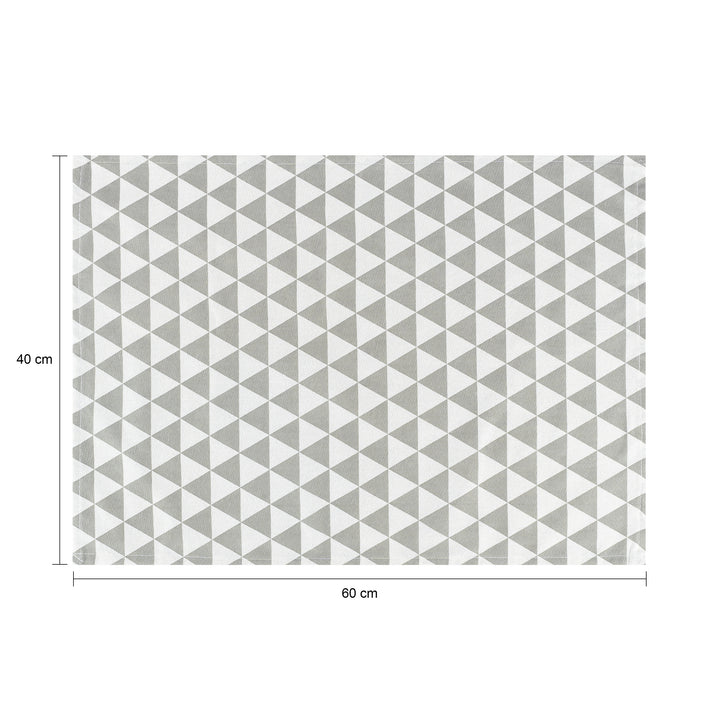 Krumble Theedoek Driehoek patroon - 40 x 60 cm - Katoen - Grijs/wit (1)
