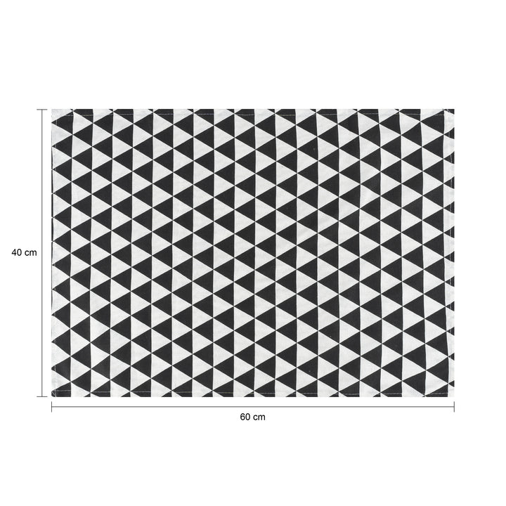 Krumble Theedoek Driehoek patroon - 60 x 40 cm - Katoen - Zwart/wit (1)