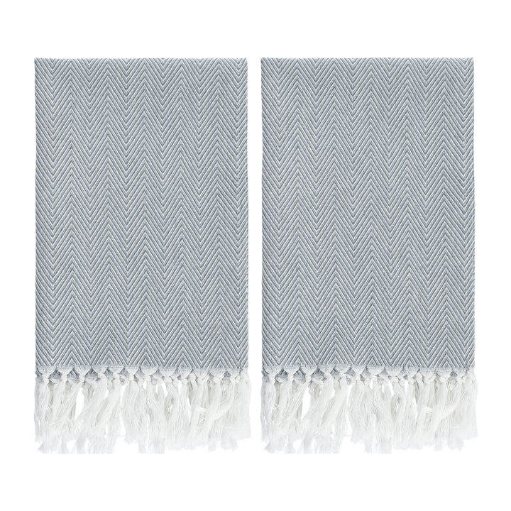 Krumble Theedoek met franjes - 38 x 62 cm - Katoen - Grijs - set van 2 (2)