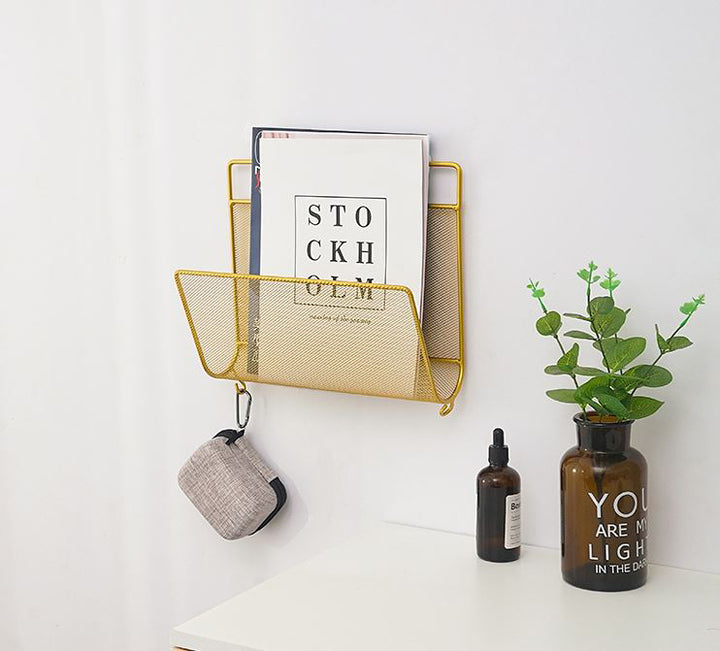 QUVIO Tijdschriften organizer wandmontage goud (3)