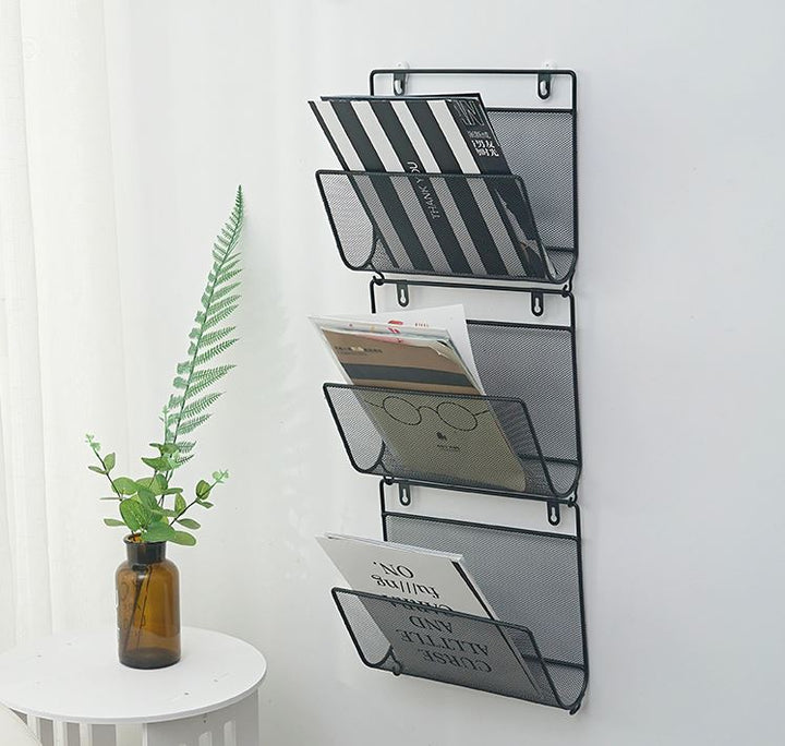 QUVIO Tijdschriften organizer wandmontage zwart (3)