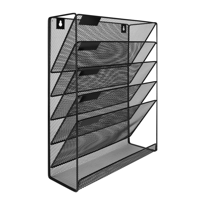 QUVIO Tijdschriftenhouder wand met 5 lagen - Mesh - Zwart (3)
