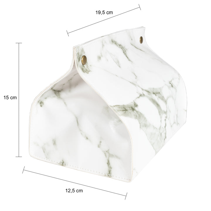 LYVION Tissue opbergdoos PU Leer - Wit marmer (1)