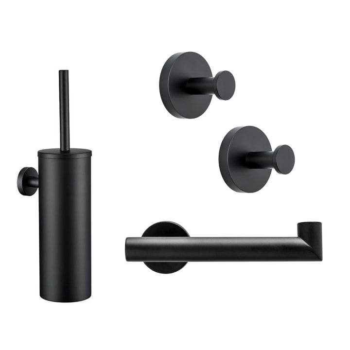 XIVADA Toilet set zwart - 4-delig - Hangend - Rvs - Zwart